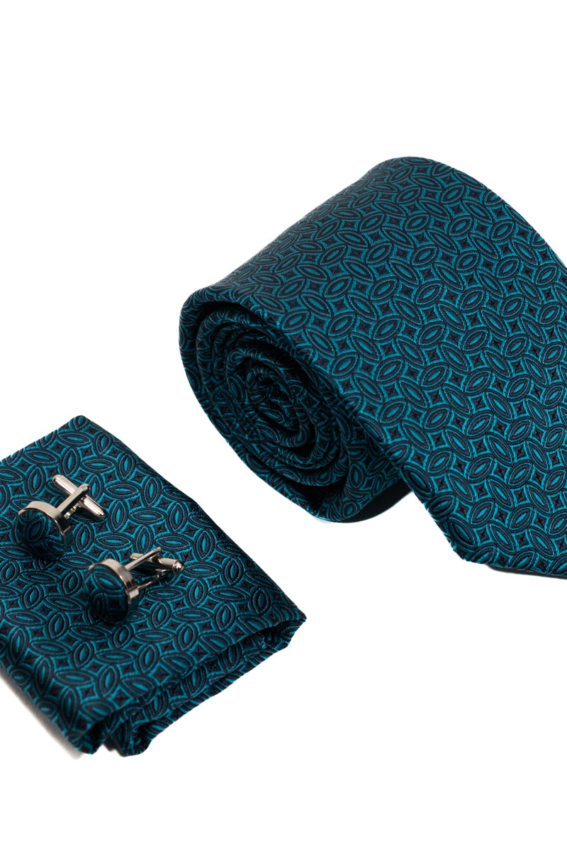 Set Corbata, pañuelo y gemelos PETRÓLEO