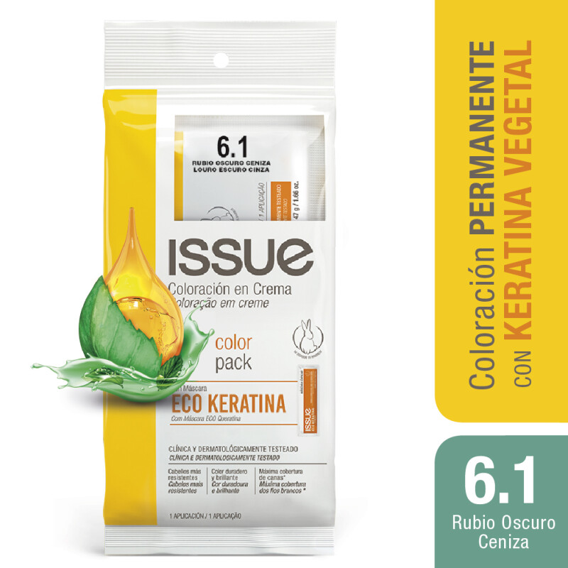 Color Pack Issue Shock Keratina No 6.1 Rubio Ceniza Color Pack Issue Shock Keratina No 6.1 Rubio Ceniza