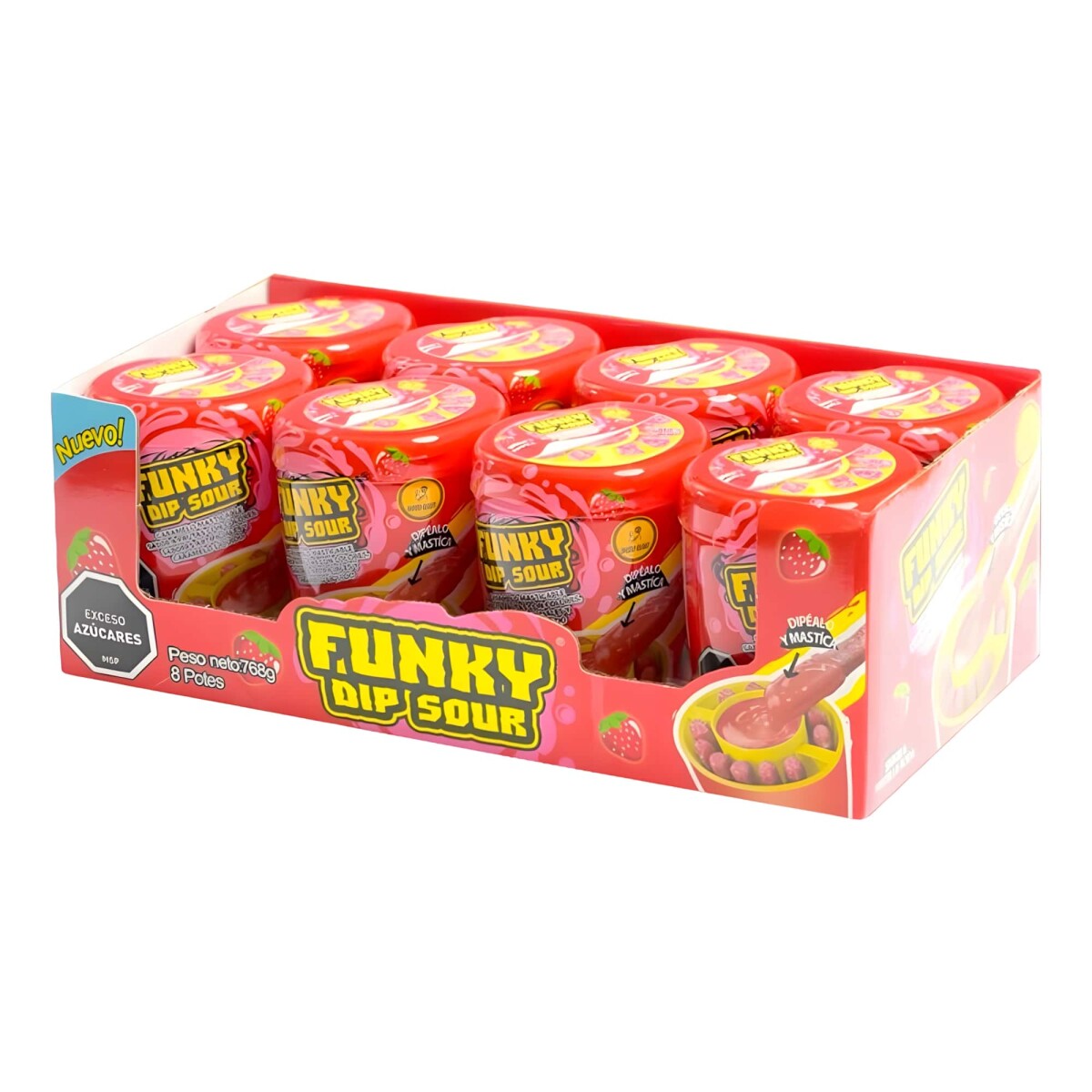 CARAMELO ACIDO MASTICABLE FUNKY DIP SOUR Display x8 Unidades - Frutilla 
