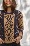 Scrollwork Sweater Beige / Azul