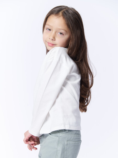 Blusa manga corta broderie Cruda