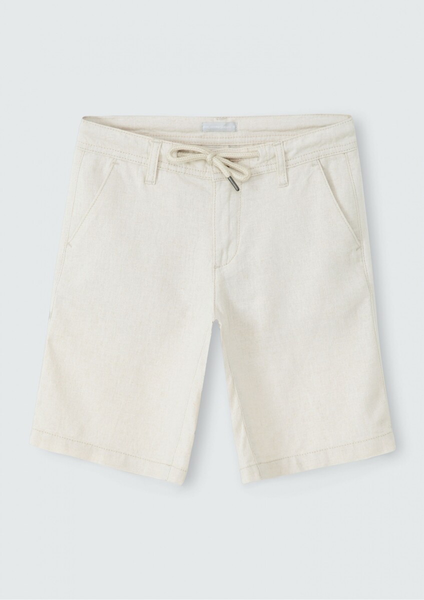 BERMUDA INFANTIL DE LINHO - BEIGE 