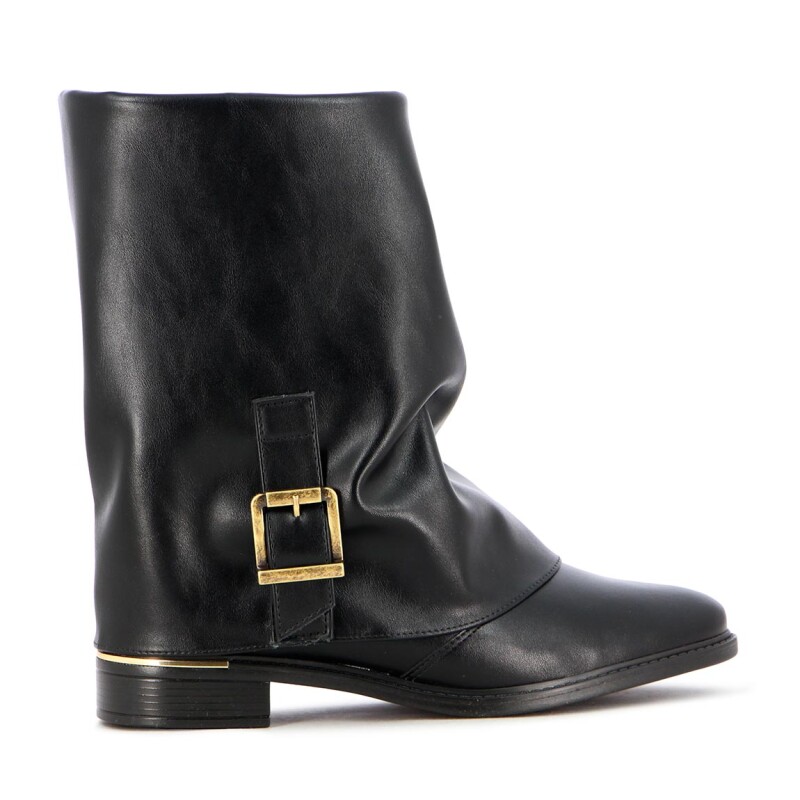 Vizzano Bota Femenina Tapada C/ebilla Y Taco Medio Negro