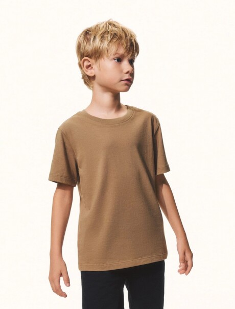 CAMISETA BÁSICA UNISSEX INFANTIL MANGA MARRÓN