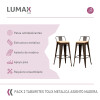 Pack 2 Taburetes Tolix con Respaldo y Asiento de Madera Lumax Negra