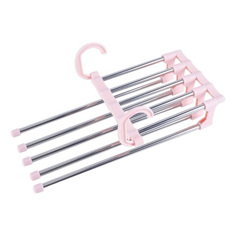 Percha Plegable Organizador De Pantalones 5 En 1 Colgador Color Variante Rosado