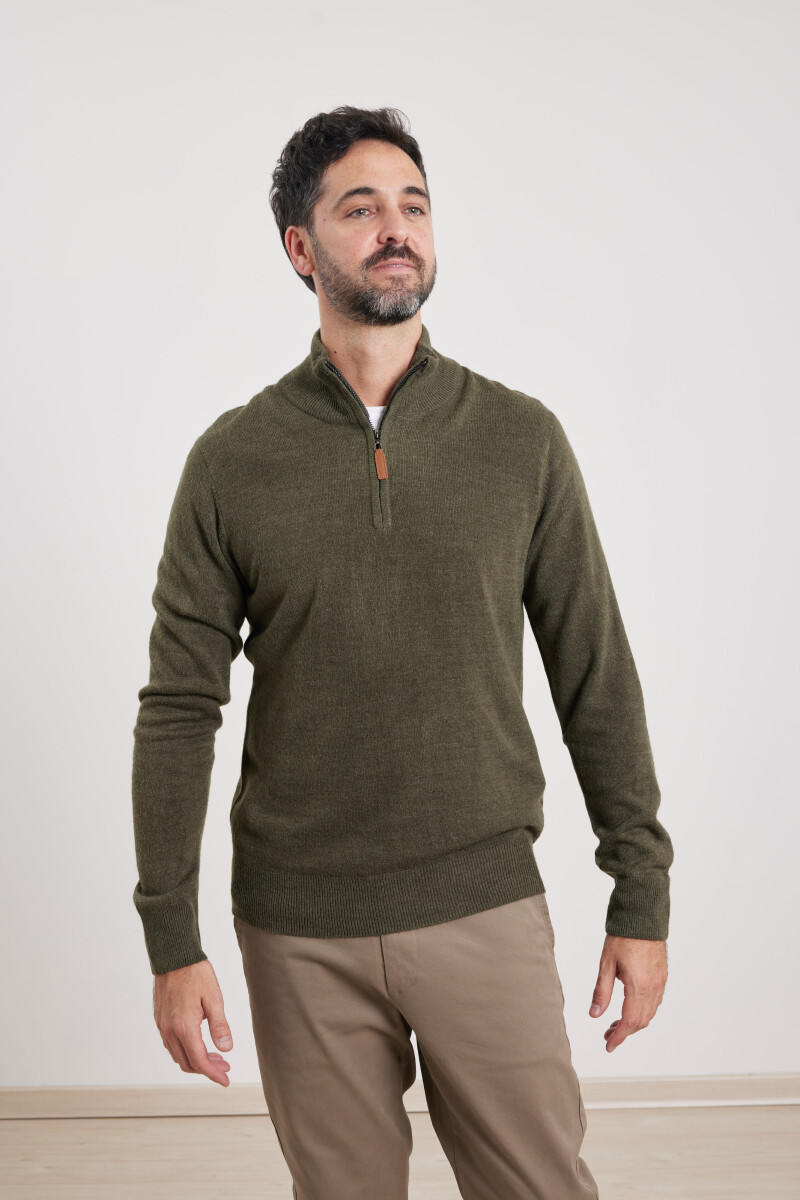 SWEATER MEDIO CIERRE HARRINGTON URBAN - Verde Melange 