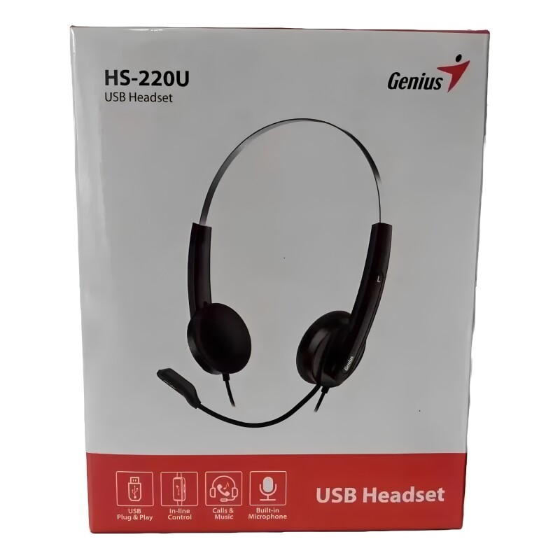 Auriculares Genius HS-220U USB con Mic y Sonido Negro Auriculares Genius HS-220U USB con Mic y Sonido Negro