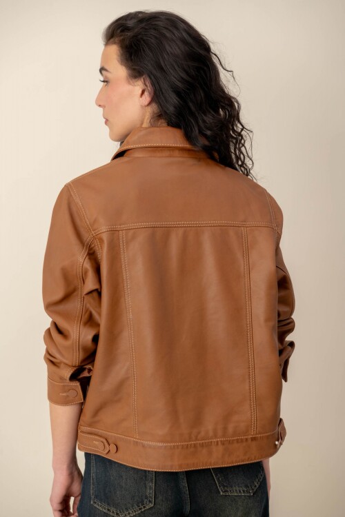 Campera cuero Sahara Cognac
