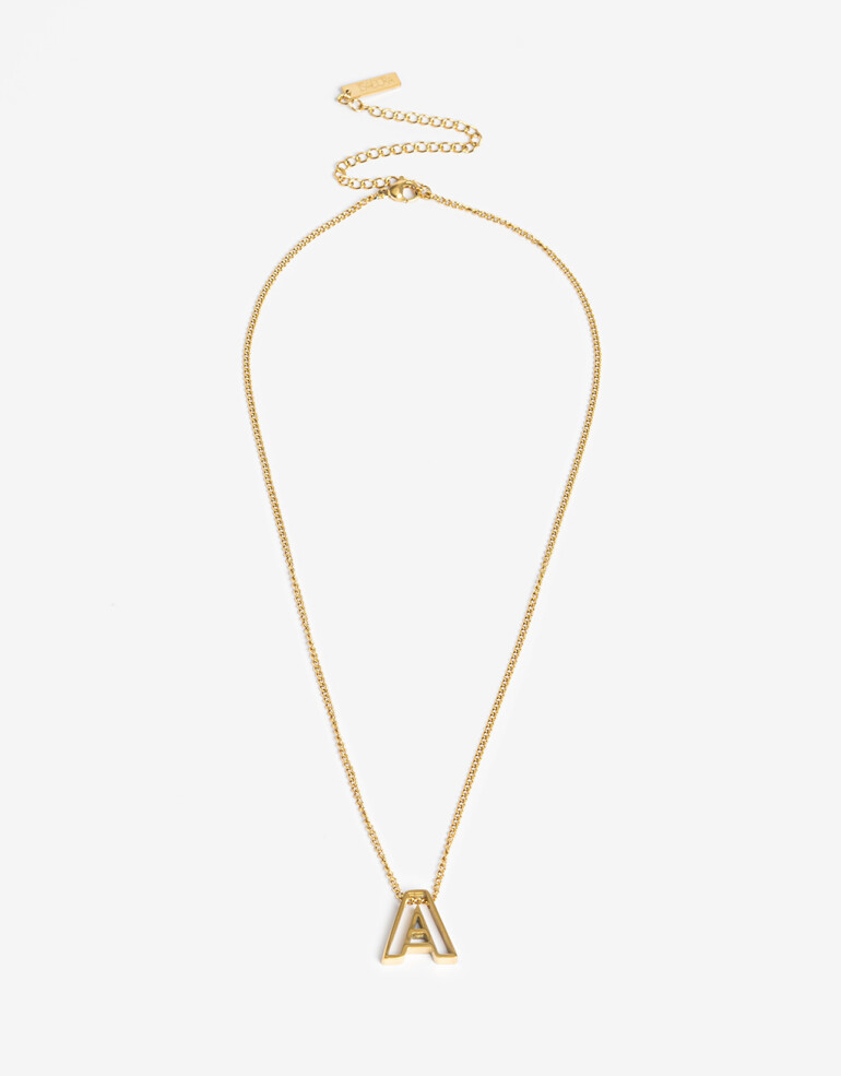 Cadena Corta con Dije Metal Collar Acero Inicial A - Dorado