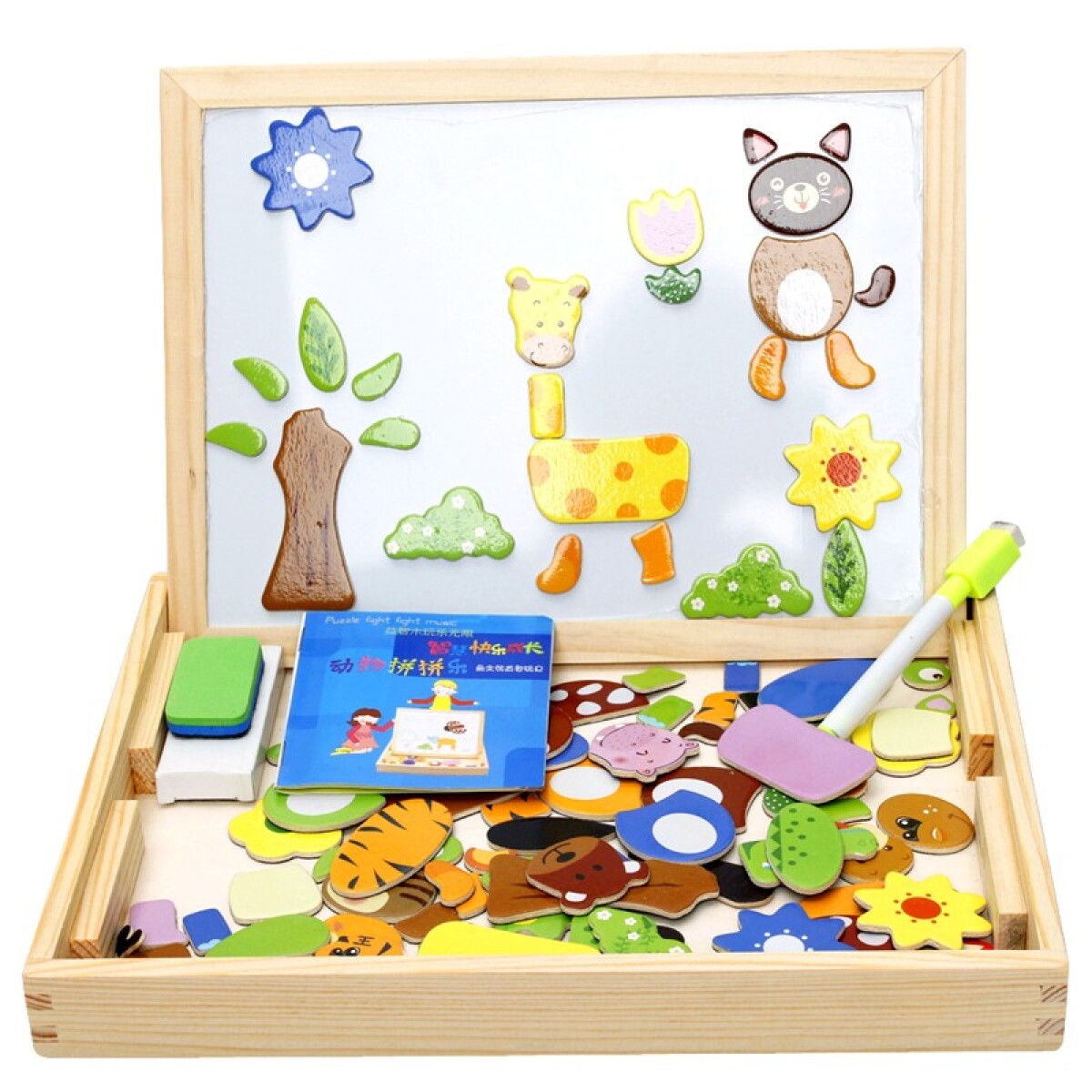 Juego Madera Pizarra Imantada con Animales y Accesorios 