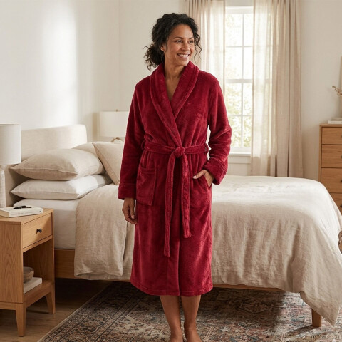 Bata de Cama Microfibra Home Class Talle P al XG BORDO
