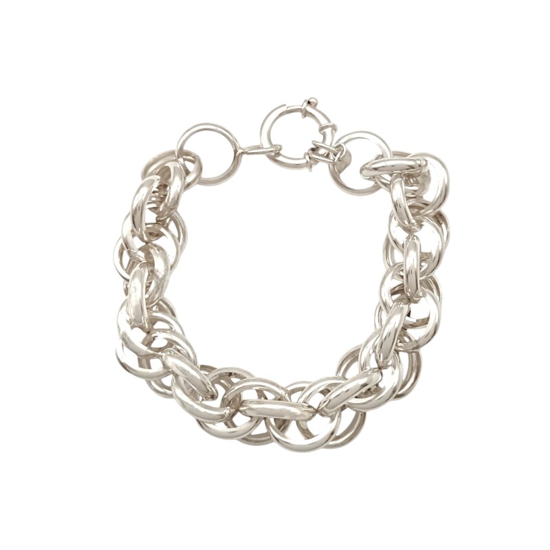 Pulsera Garibaldi doble aro- Plata 925 -Sin piedra-PU3701 sinpiedra