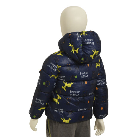 Campera Infantil Acolchonada de Abrigo en Nylon con Capucha Azul Cebra/búho