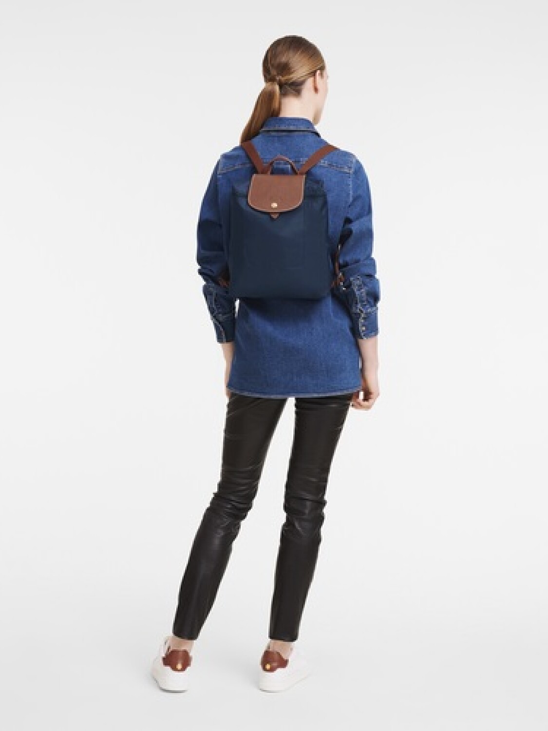 Longchamp -Mochila Longchamp plegable de nylon con cierre, Le pliage M Azul