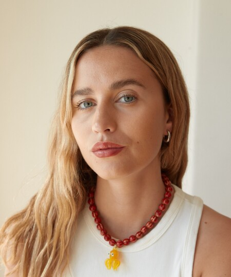 COLLAR PULPO (CERÁMICA Y VIDRIO) AMARILLO/ROJO