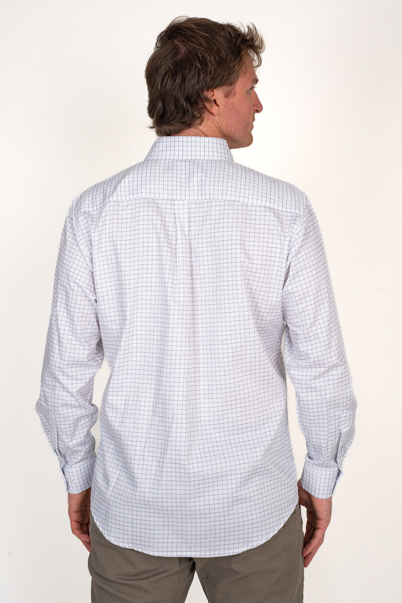 Camisa Escocesa Blanca y Azul