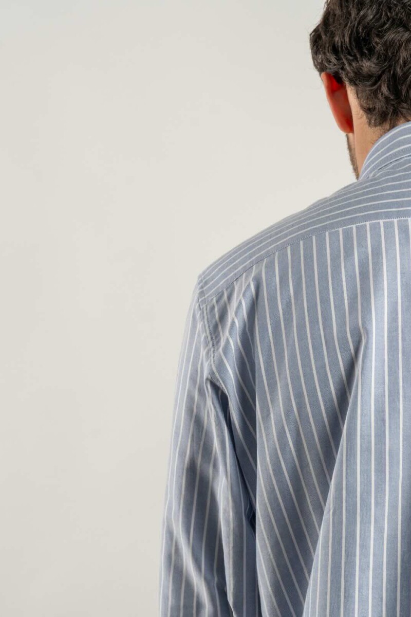 Camisa Oxford Rayada Brixton Butcher Azul
