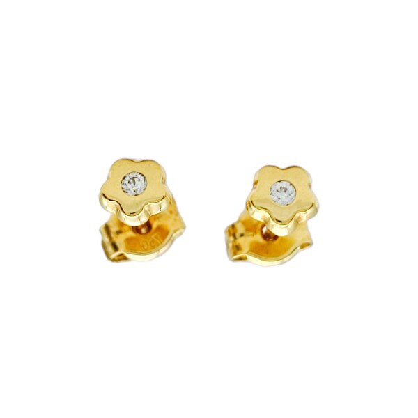 Abridores Flor-Oro 18k-Piedra Zirconia-AB9505 conpiedra