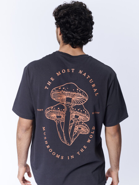 Remera oversize Estampa Hongo Gris