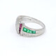 Anillo En Oro 18K Blanco Con Zafiros, Rubies, Esmeraldas Y Brilliantes Anillo En Oro 18K Blanco Con Zafiros, Rubies, Esmeraldas Y Brilliantes