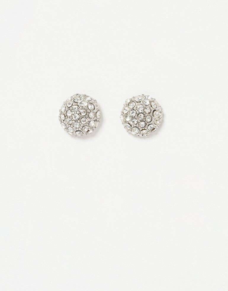 Aros Pasantes Aros Pasantes De Metal Con Strass. - Plateado Rodio