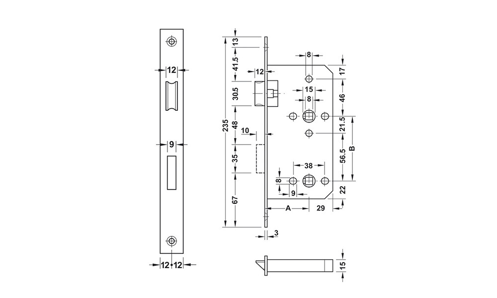 Cerradura p/baño 911.25.430 negro Cerradura P/baño 911.25.430 Negro