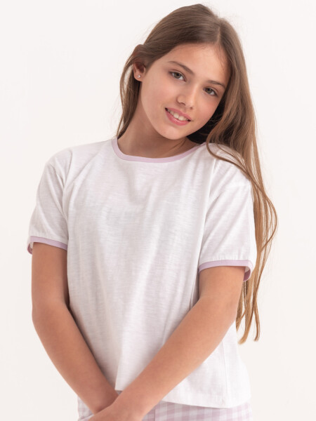 Camiseta manga corta contraste Lila