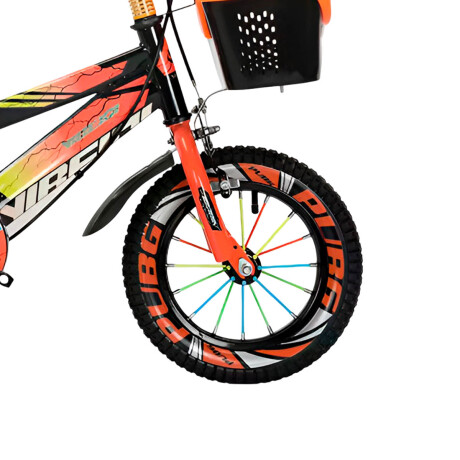 Bicicleta Montaña Rodado 16 Infantil Rueditas + Accesorios Naranja