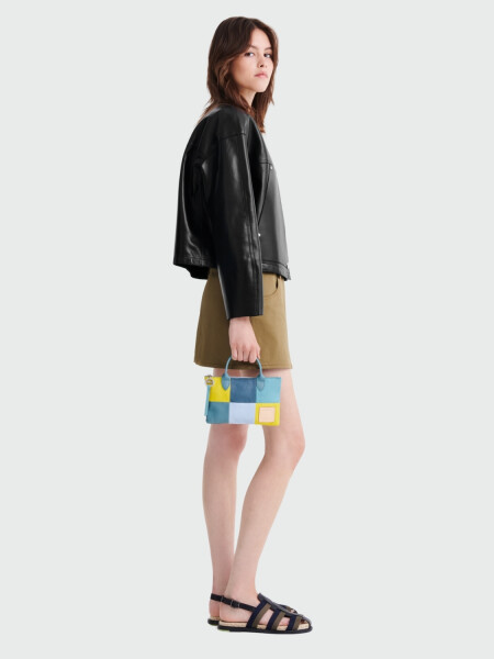 Longchamp -Bolso de mano XS en cuero, Re-Play Patch Eucalyptus