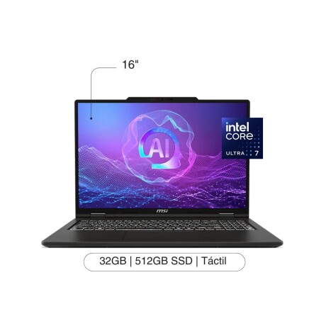 Notebook MSI Venture 16 AI 16' FHD Touch 512GB / 32GB RAM Core Ultra 7 255H Notebook MSI Venture 16 AI 16' FHD Touch 512GB / 32GB RAM Core Ultra 7 255H