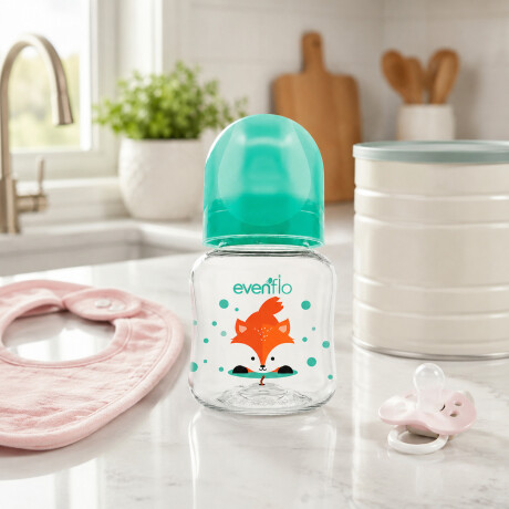 Mamadera Evenflo Forest Bebés 0-3M 120Ml Tetina Flujo Lento Turquesa