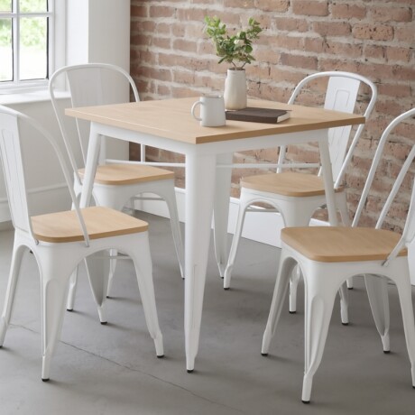 MESA TOLIX CUADRADA 70X70 Mesa De Comedor Cuadrada Tolix 70CM Blanca