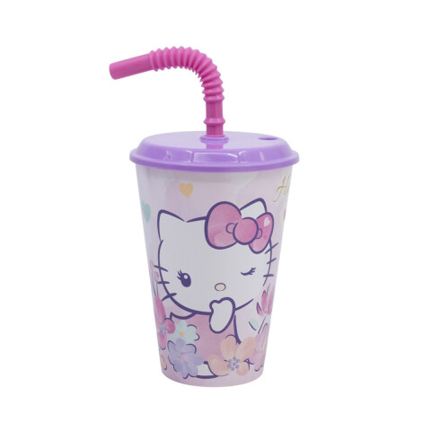 Vaso Plástico con Pajita Retráctil Hello Kitty 430 ml U