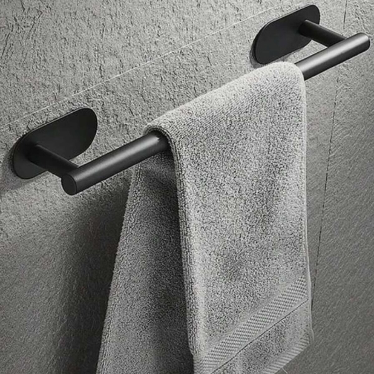 Toallero adhesivo para baño negro mate 40cm 