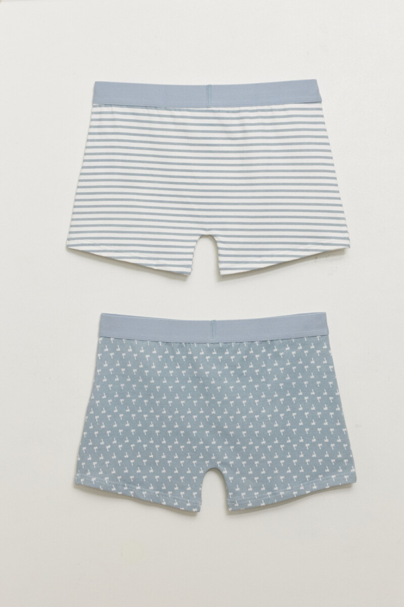 Pack X2 Boxer Estampado Palmeras Gris