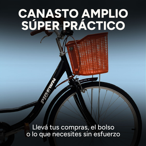 Bicicleta Pigewn Urbana Rodado 26 Canasto Freno Disco 7 Vel Color Negro