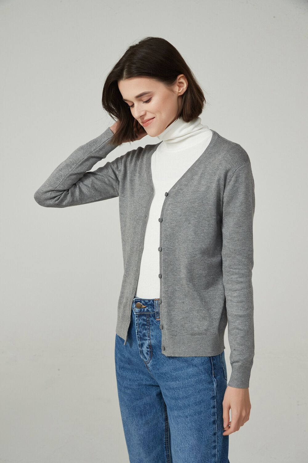 Cardigan Stratford Gris Melange Medio