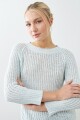 Sweater cinta con ruedo curvo verde agua