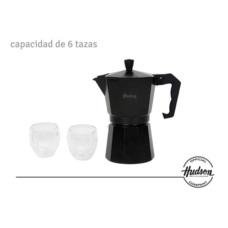 Set Cafetera Italiana De Aluminio Total Black Hudson Oficial Set Cafetera Italiana De Aluminio Total Black Hudson Oficial