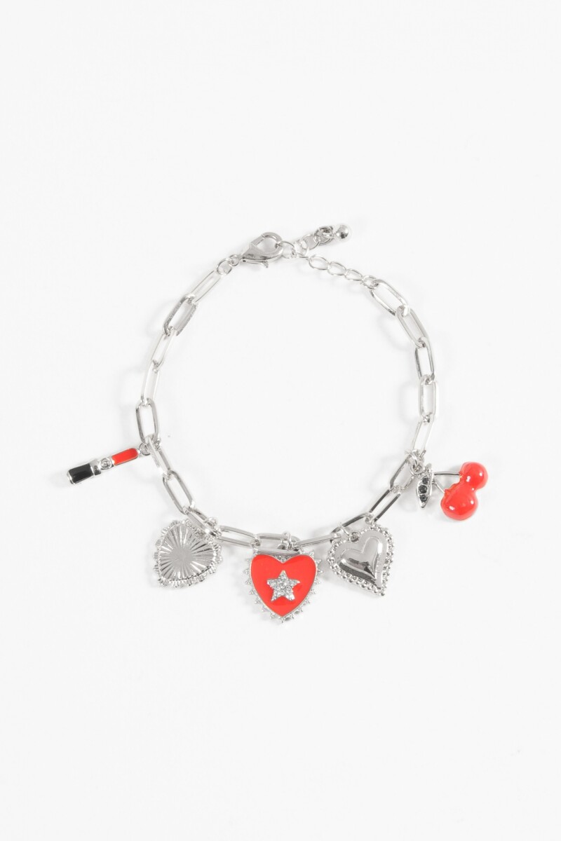 Pulsera dijes cherry cora plateado