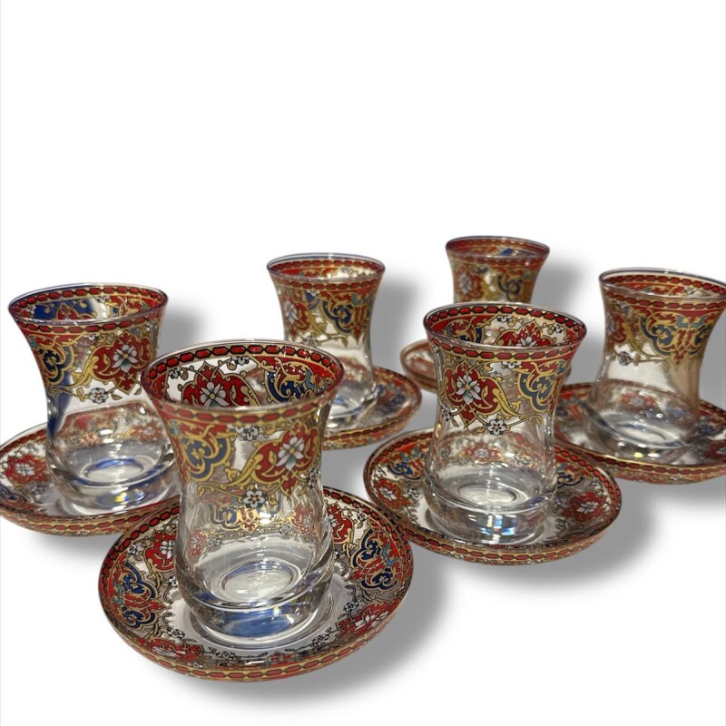 Juego de té vidrio color x6 11