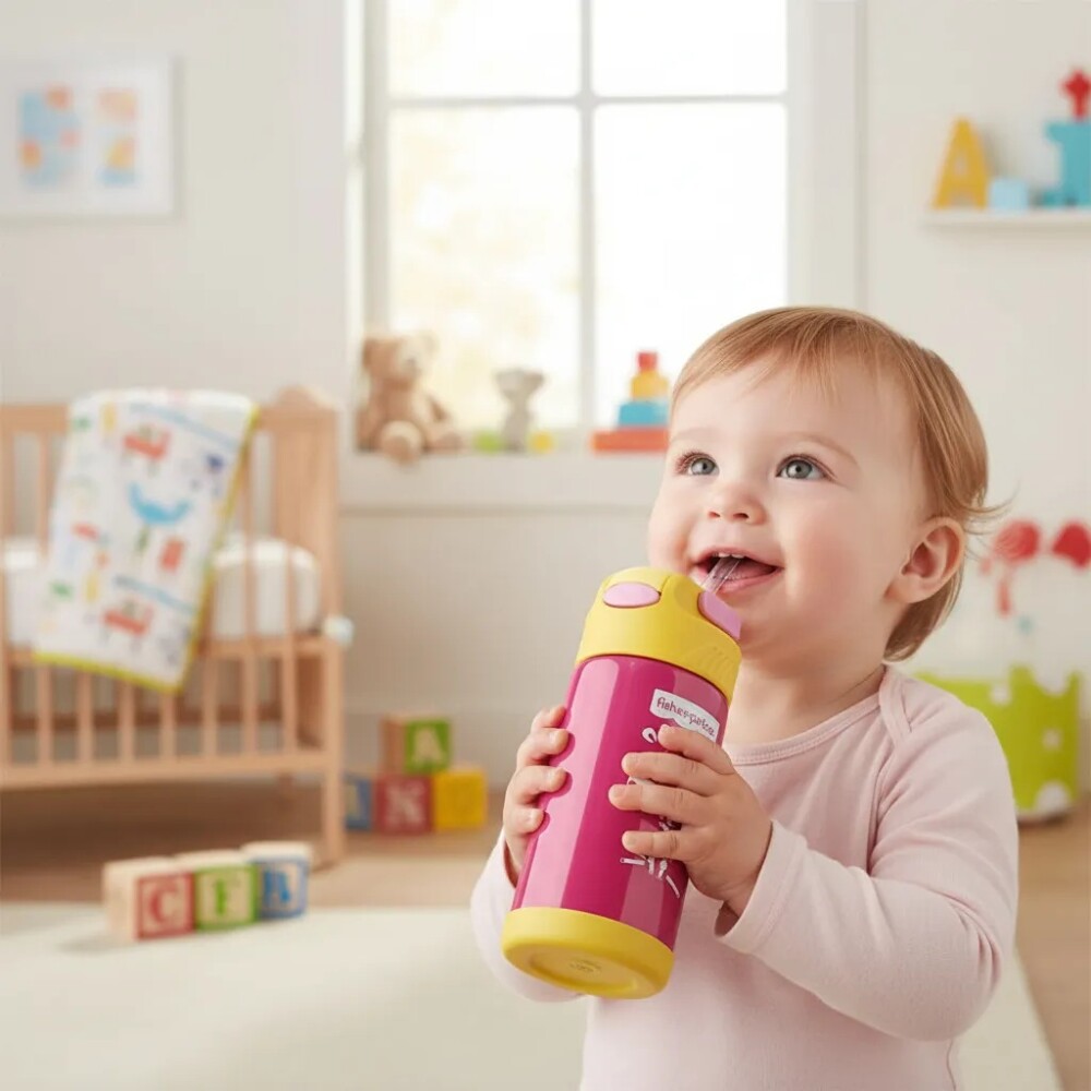 Botella termico acero inoxidable fisher price rosado