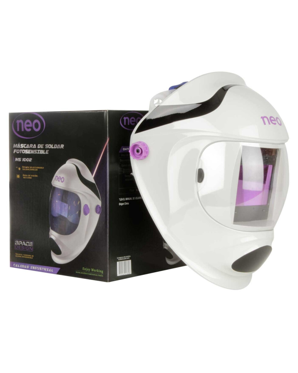 Mascara Fotosensible para Soldar Esmerilar Cortar NEO con Panel Solar y Bateria 