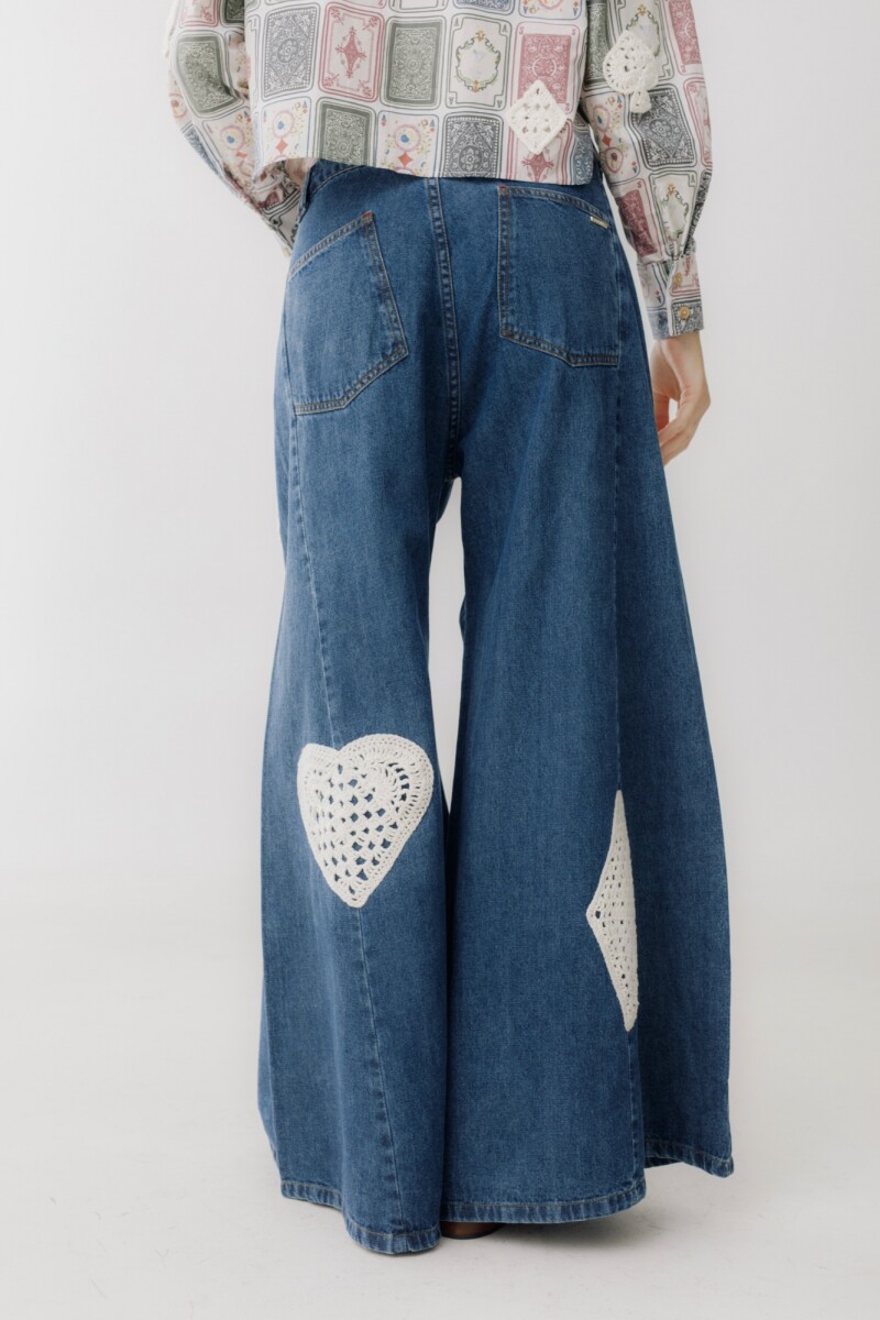 JEAN WIDE XL CROCHET Azul
