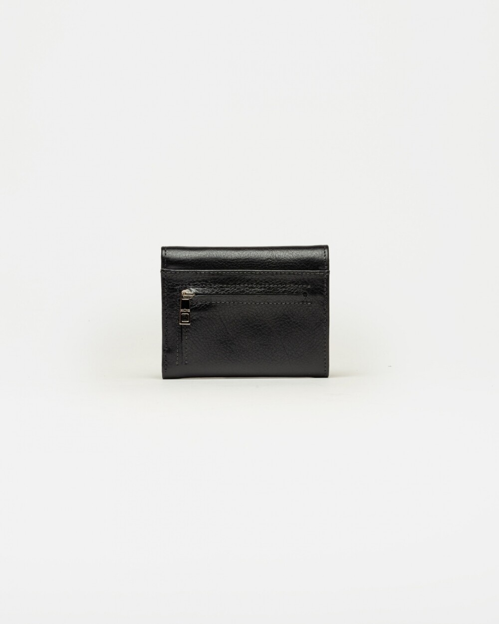 Billetera The Circle en cuero liso Negro