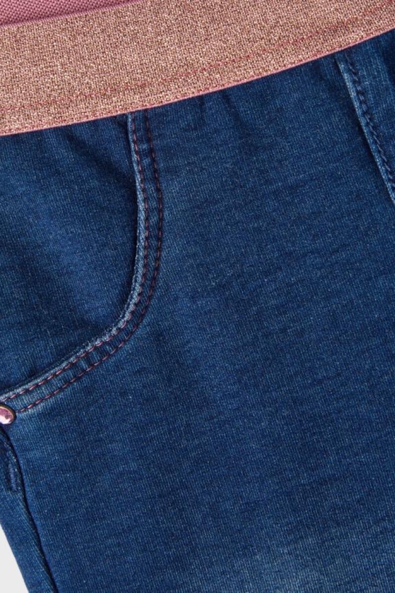 Jeans Con Pretina Elastizada Dark Blue Denim