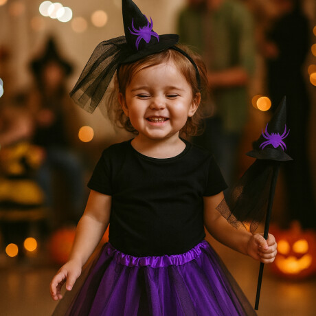 Disfraz Halloween infantil de bruja con detalles decorativos Violeta