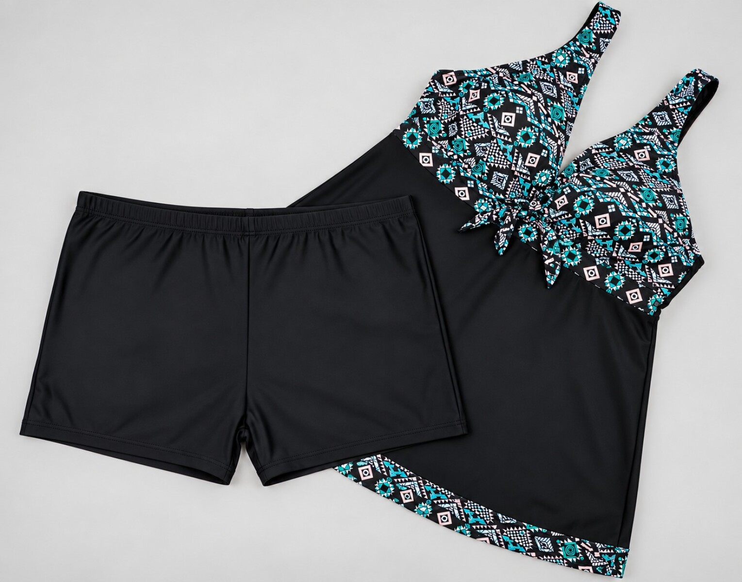 Malla tankini - Negro/verde 