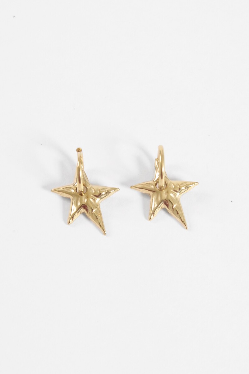 Aros estrella acero dorado